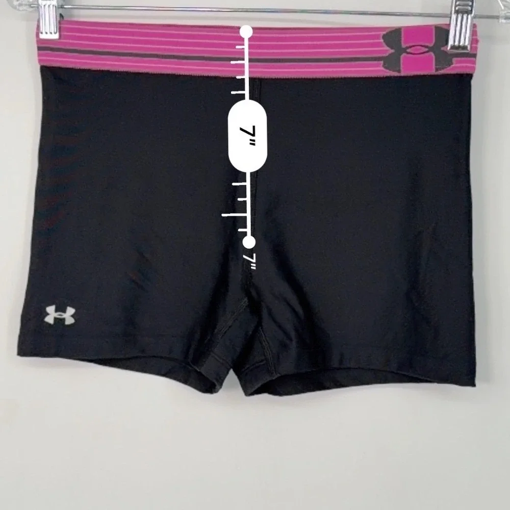 Under Armour Compression Shorts Black‎ Pink Stripe Athletic S Activwear 102-48